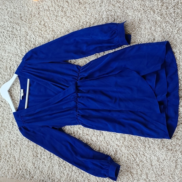 Blue along sleeved mini dress - Picture 1 of 3